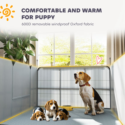 Steel Dog Whelping Box with Washable Whelping Pad, Wind-Resistant Cloth, for Small, Medium Dogs, 102 x 102 x 60cm