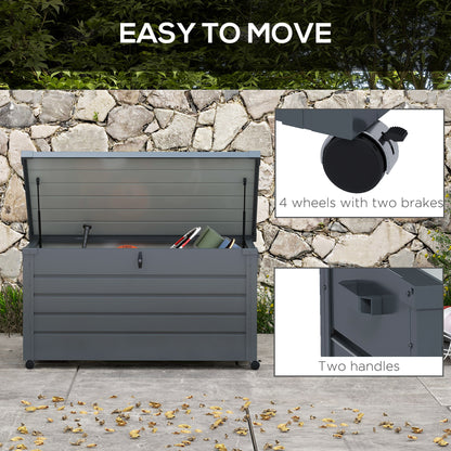 311L Galvanised Steel Garden Storage Box, with Lock - Dark Grey