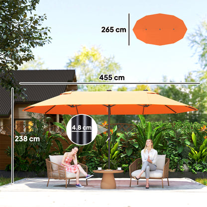 4.6m Double Garden Parasol - Orange