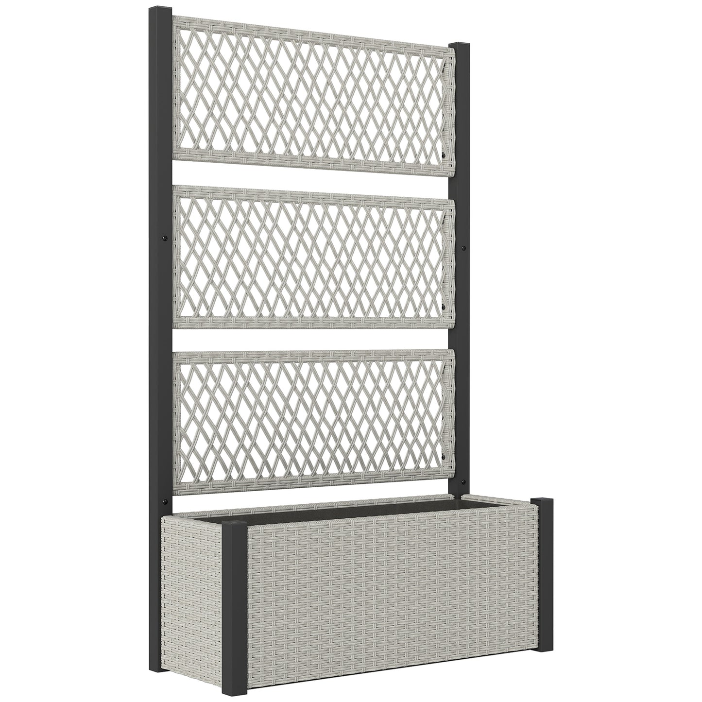 Garden Planter Box with Trellis, Liner for Climbing Plants, Vegetables, Flowers, Mixed-grey