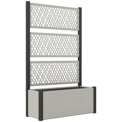 Garden Planter Box with Trellis, Liner for Climbing Plants, Vegetables, Flowers, Mixed-grey