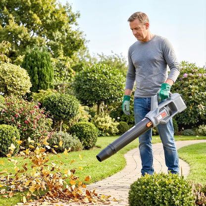 Leaf Blower Cordless with 2 x 4000mAh Batteries & Charger, 36V Lightweight Garden Blower with 1000W Brushless Motor