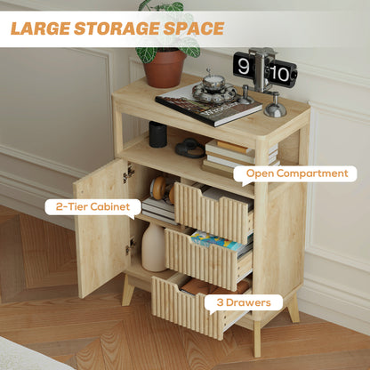 Small Sideboard with Drawers and Adjustable Shelf - Nature Wood Finish