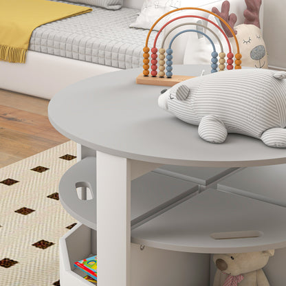 Five-Piece Kids Table and Chairs Set with Storage, for Ages 3-8 Years, Grey