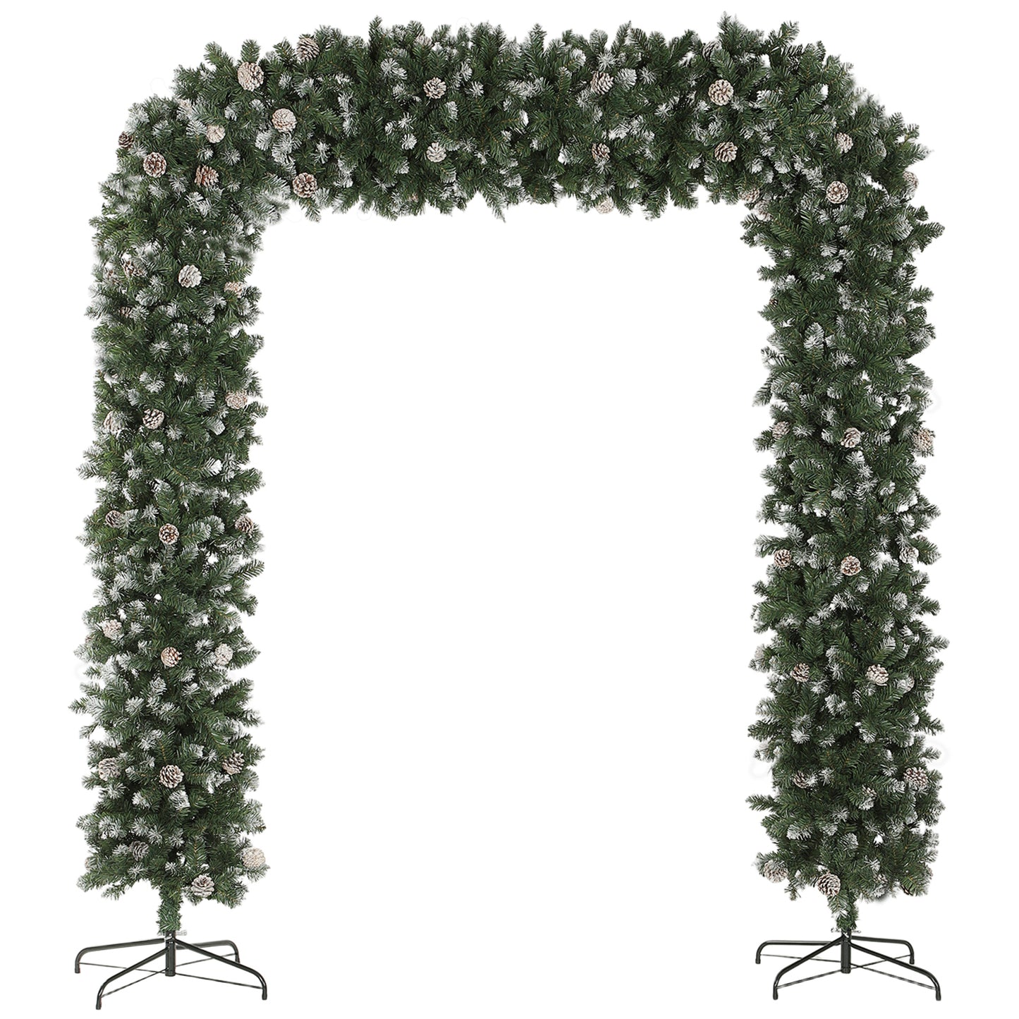 8.2 ft Snow Frosted Christmas Tree Arch, Christmas Arch Doorway Decor with 2100 Tips and 96 Pinecones