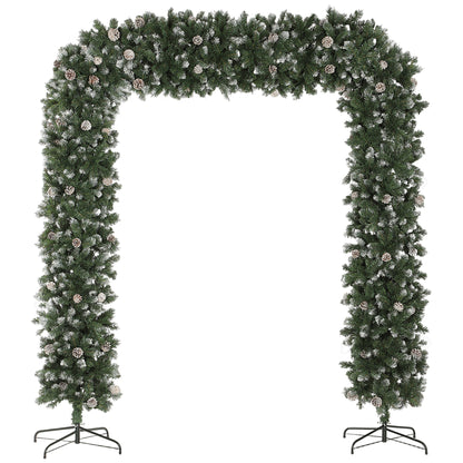 8.2 ft Snow Frosted Christmas Tree Arch, Christmas Arch Doorway Decor with 2100 Tips and 96 Pinecones