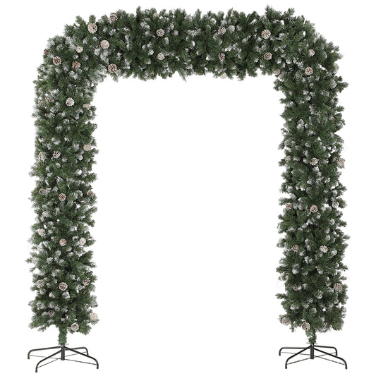 8.2 ft Snow Frosted Christmas Tree Arch, Christmas Arch Doorway Decor with 2100 Tips and 96 Pinecones