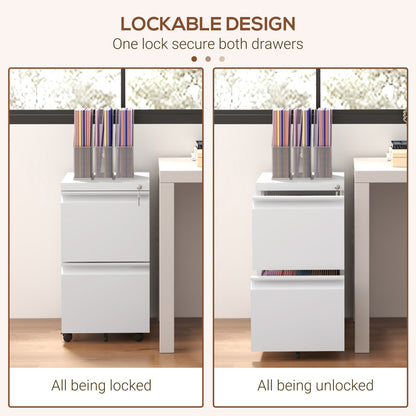 2-Drawer Filing Cabinet w/ Adjustable Hanging Bar Lockable File Cabinet White