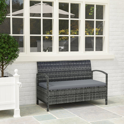 125L Storage Garden Bench, with Cushion - Grey