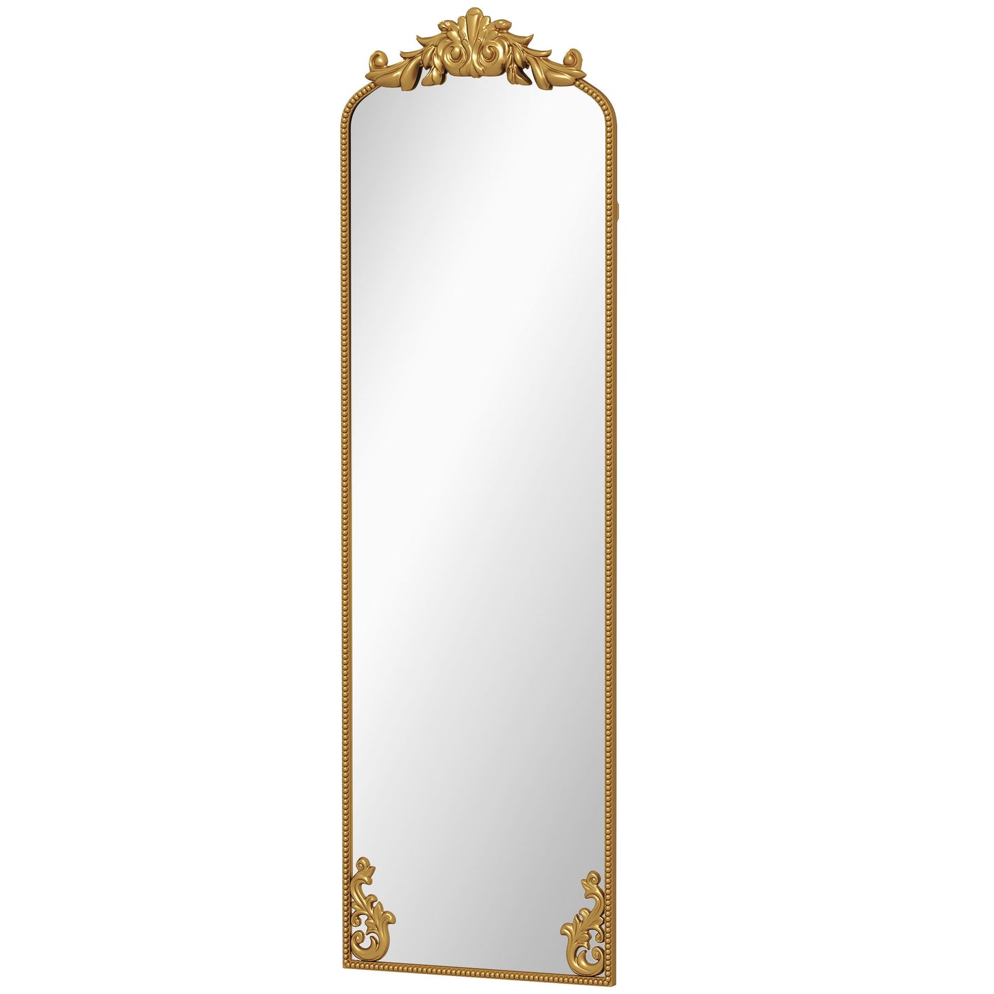 Full Length Mirror, 50 x 160 cm Floor Mirror with Baroque Metal Frame for Bedroom, Living Room, Dressing Room, Gold Tone