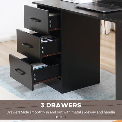 Computer Desk with Drawers, Home Office Desk, Writing Table, PC Workstation with 3 Storage Shelves for Working, Study