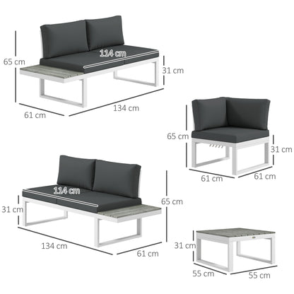 4 Pieces Garden Furniture Set, 5-Level Reclining Garden Corner Sofa Set, Outdoor Lounge Conversation Sectional with Cushions