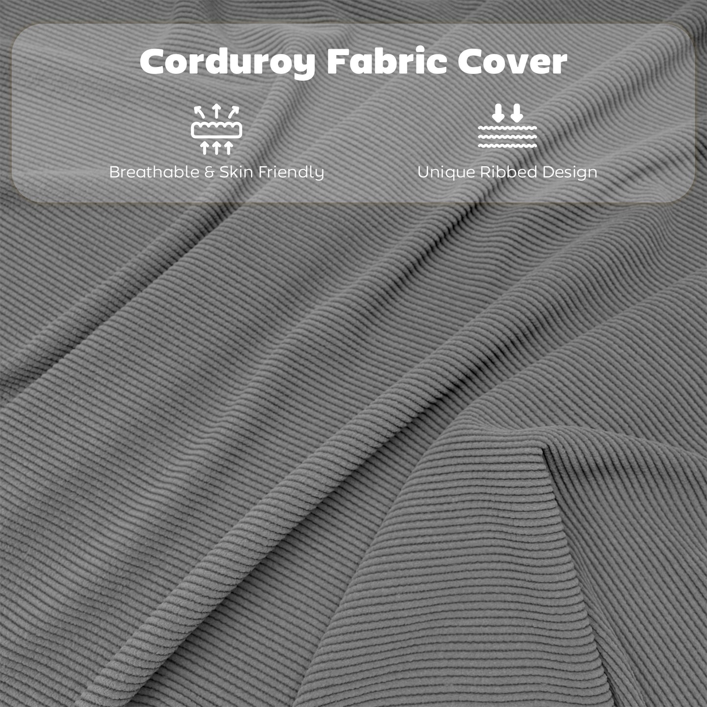 Set of Four Folding Corduroy Seat Chairs - Grey