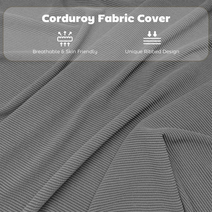 Set of Four Folding Corduroy Seat Chairs - Grey
