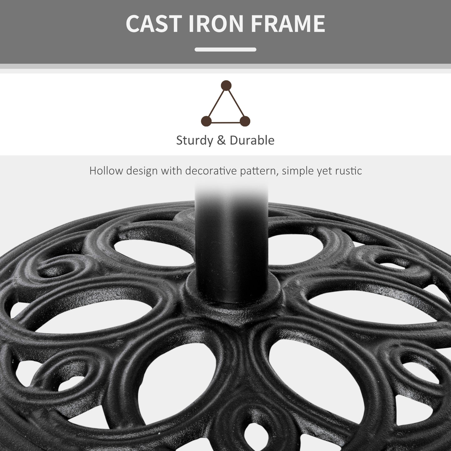 11.5 kg Cast Metal Round Patio Umbrella Base Stand, Umbrella Holder for Outdoor, Patio, Garden, Black
