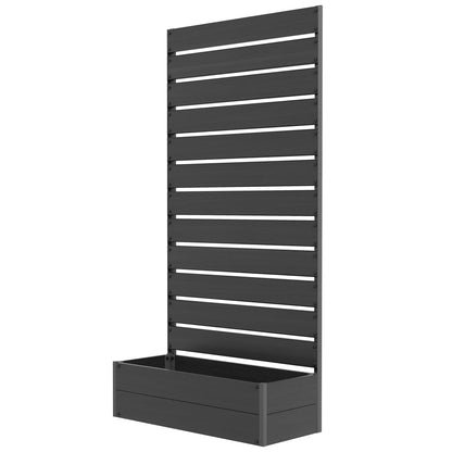 Raised Bed for Garden, Planter with Trellis for Climbing Plants, Vines, Planter Box with Drainage Gap, Black