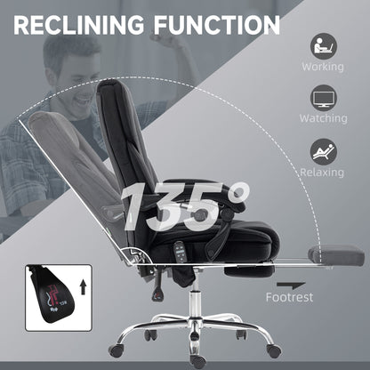 Massage Office Chair, Heated Reclining Computer Chair with Adjustable Height and Footrest, Black
