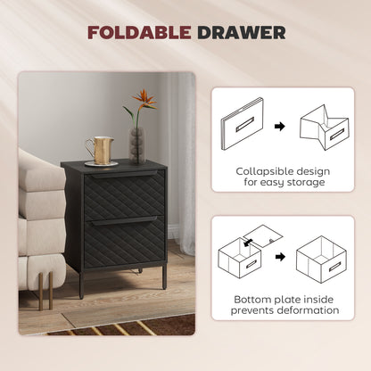 Chest of Drawers, Dresser with 2 Fabric Drawers and Aluminium Handles - Black