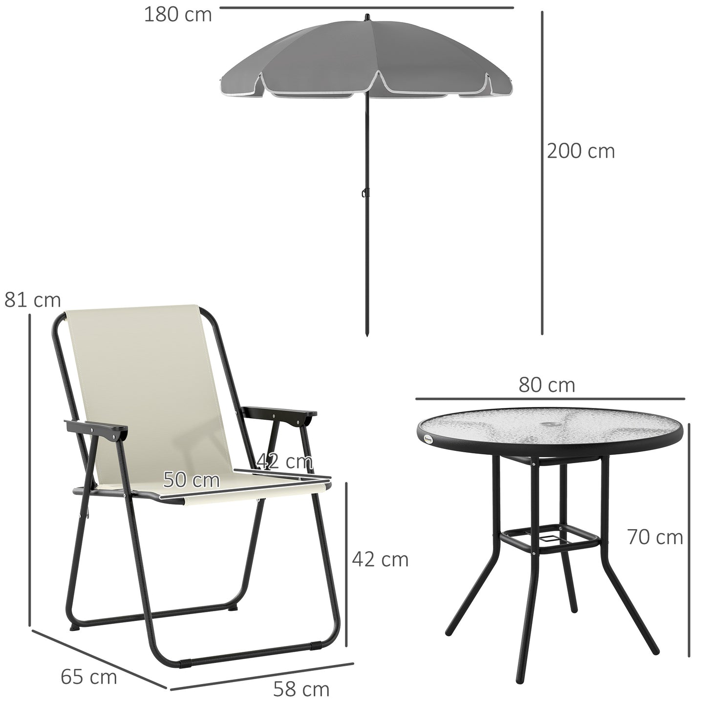 4 Seater Garden Furniture Set, 6 Pieces Garden Table and Chairs with Parasol