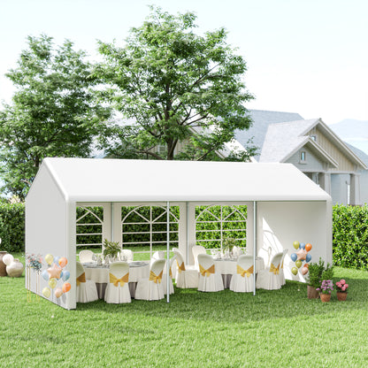 6m x 3m Garden Gazebo Marquee Wedding Shelter Level 4 Wind Protection, White