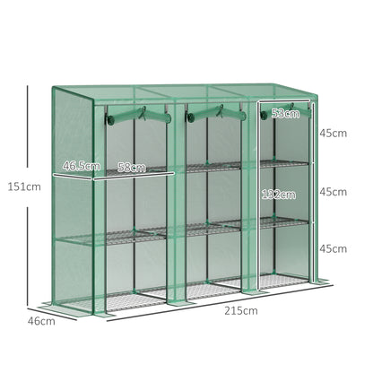 46 x 215 cm Nine-Shelf Greenhouse - Green