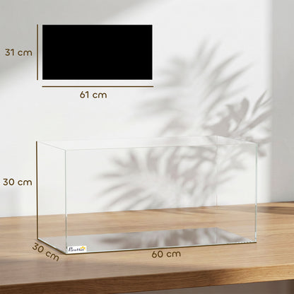 Fish Tank Bare Glass for DIY Glass Aquarium with Protective Base Mat 51L Transparent for Fish Shrimps