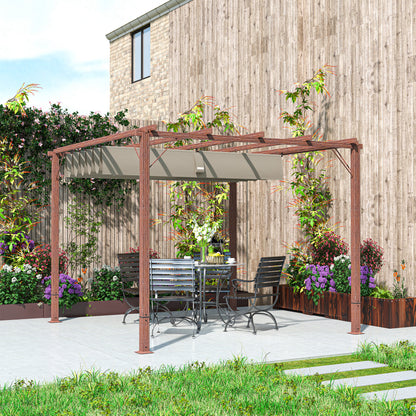 3 x 3 m Retractable Roof Pergola - Natural Wood Finish