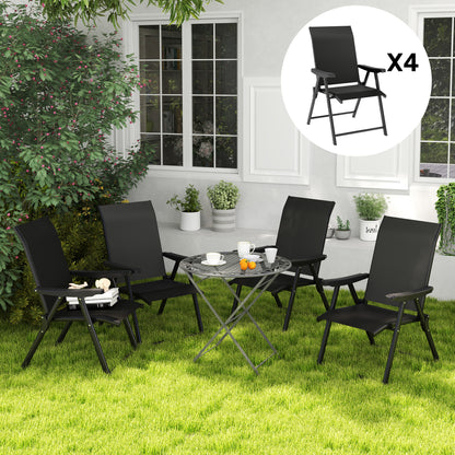 Set of Four Folding Outdoor Chairs - Black