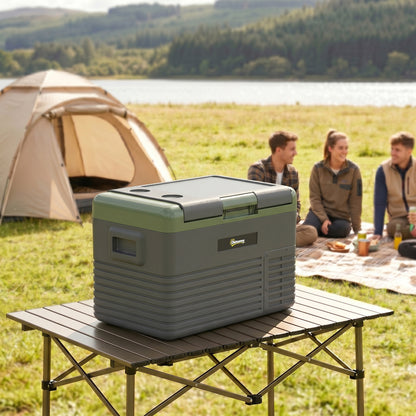 30L Portable Car Refrigerator - Light Green and Grey