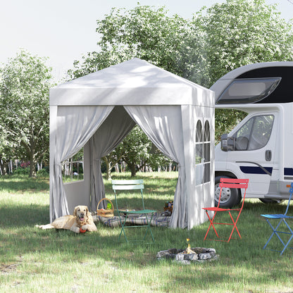 2 x 2 m Garden Pop Up Gazebo, Wedding Party Tent Marquee, Water Resistant Awning Canopy with Sidewalls, Windows, Carry Bag