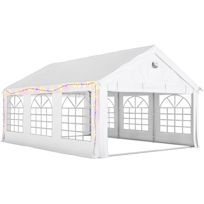 6 x 4 m Party Tent, Heavy Duty Gazebo Canopy with Windows, Outdoor Party Wedding Tent with 4 Removable Sidewalls