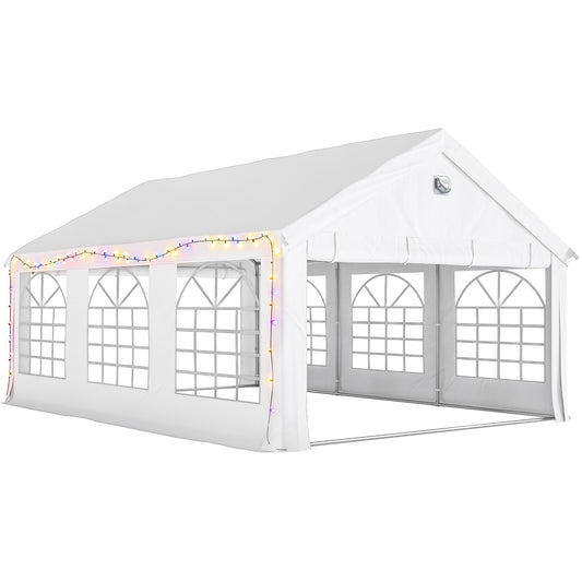 6 x 4 m Party Tent, Heavy Duty Gazebo Canopy with Windows, Outdoor Party Wedding Tent with 4 Removable Sidewalls