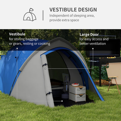 Two-Man Dome Tent, with Front Vestibule - Blue/Grey