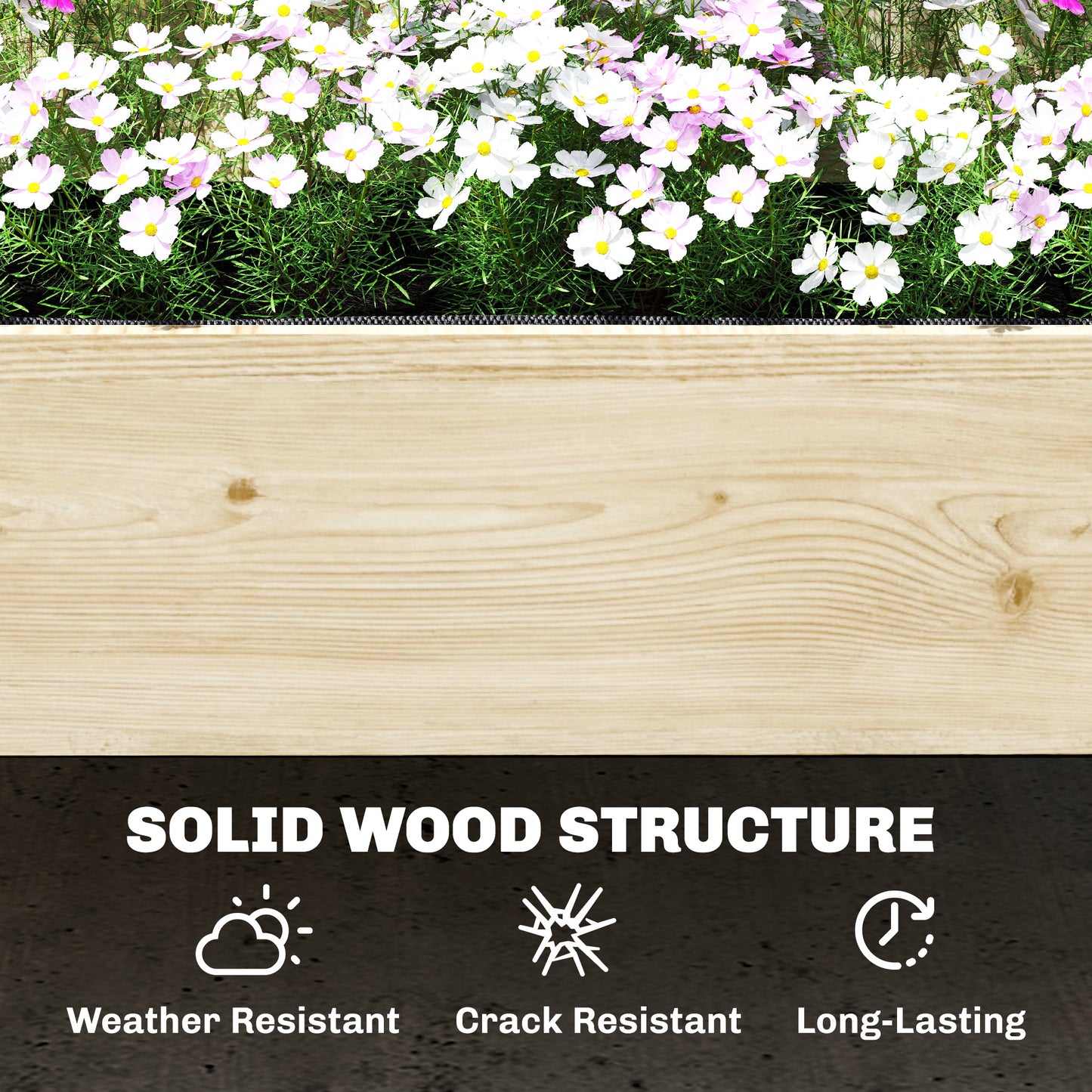 Raised Garden Bed 2-Tier Stepped Design Planter Box with Trellis for Climbing Plants 108x62x120 cm