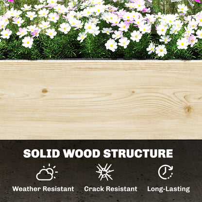 Raised Garden Bed 2-Tier Stepped Design Planter Box with Trellis for Climbing Plants 108x62x120 cm