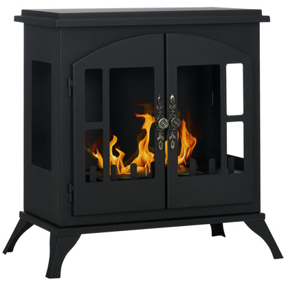 Bioethanol Stove Freestanding Medium-Large 3H Burning Stainless Steel Flame Snuffer for Living Room Black