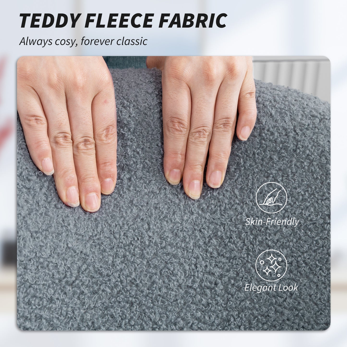 Teddy Fleece Office Chair with Wheels - Grey
