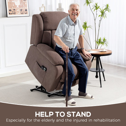 Power Lift Recliner Chair with Vibration Massage, Lift Chair for Elderly with Footrest, Remote, Side Pocket, Dark Brown