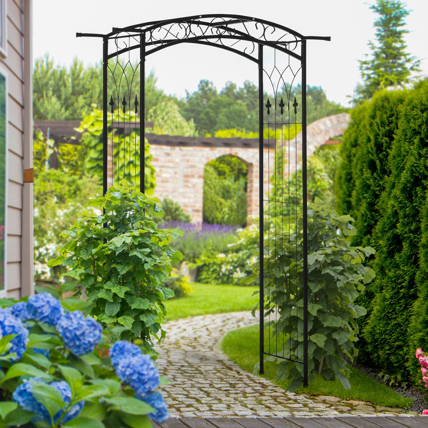211cm Height Metal Garden Arch Arbor for Wedding Decor for Climbing Plants and Outdoor Decoration