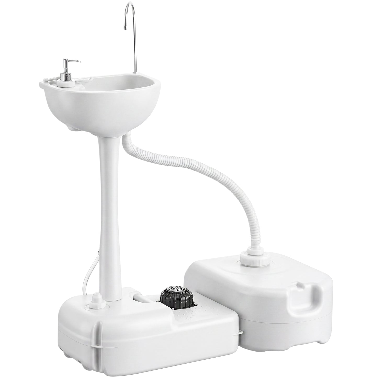 Portable Camping Sink with Running Water and Wastewater Tank, Hand Wash Basin with Rolling Wheels, Foot Pump