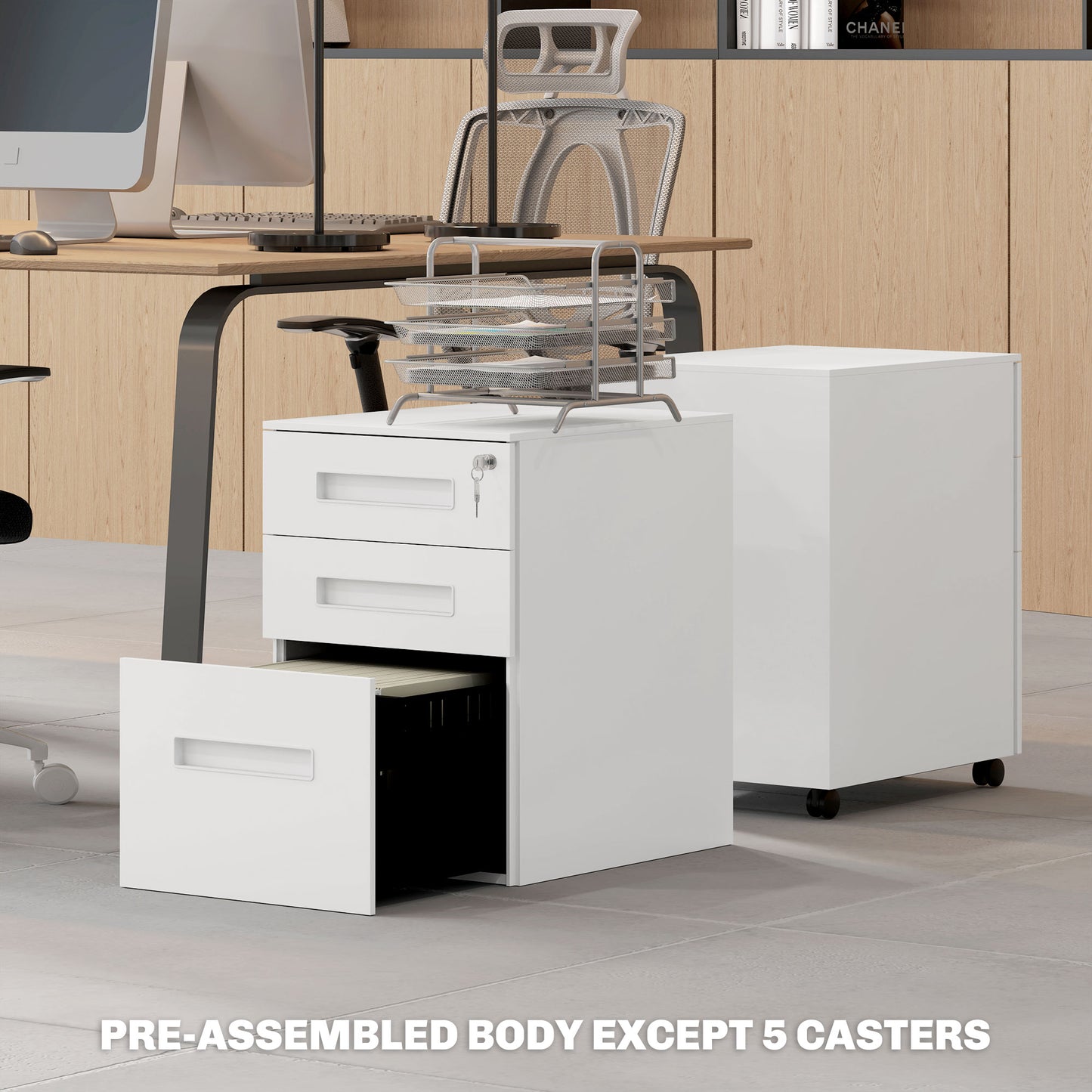 Three-Drawer Steel Filing Cabinet - White