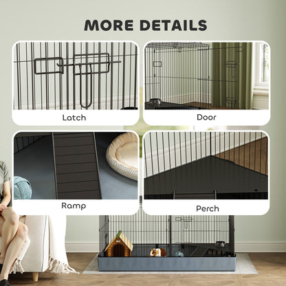 2 in 1 Guinea Pig Cage, Rabbit Cage Pet Playpen with 2 Separate Area, Waterproof Oxford Fabric Floor for Hedgehogs