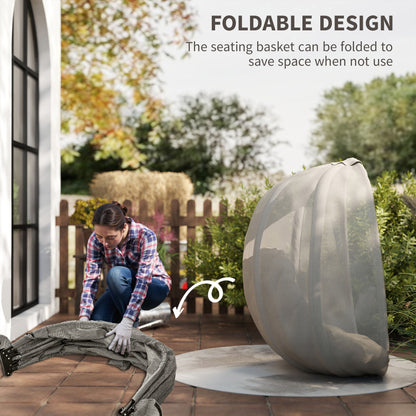 Hanging Egg Chair, Folding Texteline Swing Hammock with Side Pocket, Cushion and Stand for Indoor Outdoor