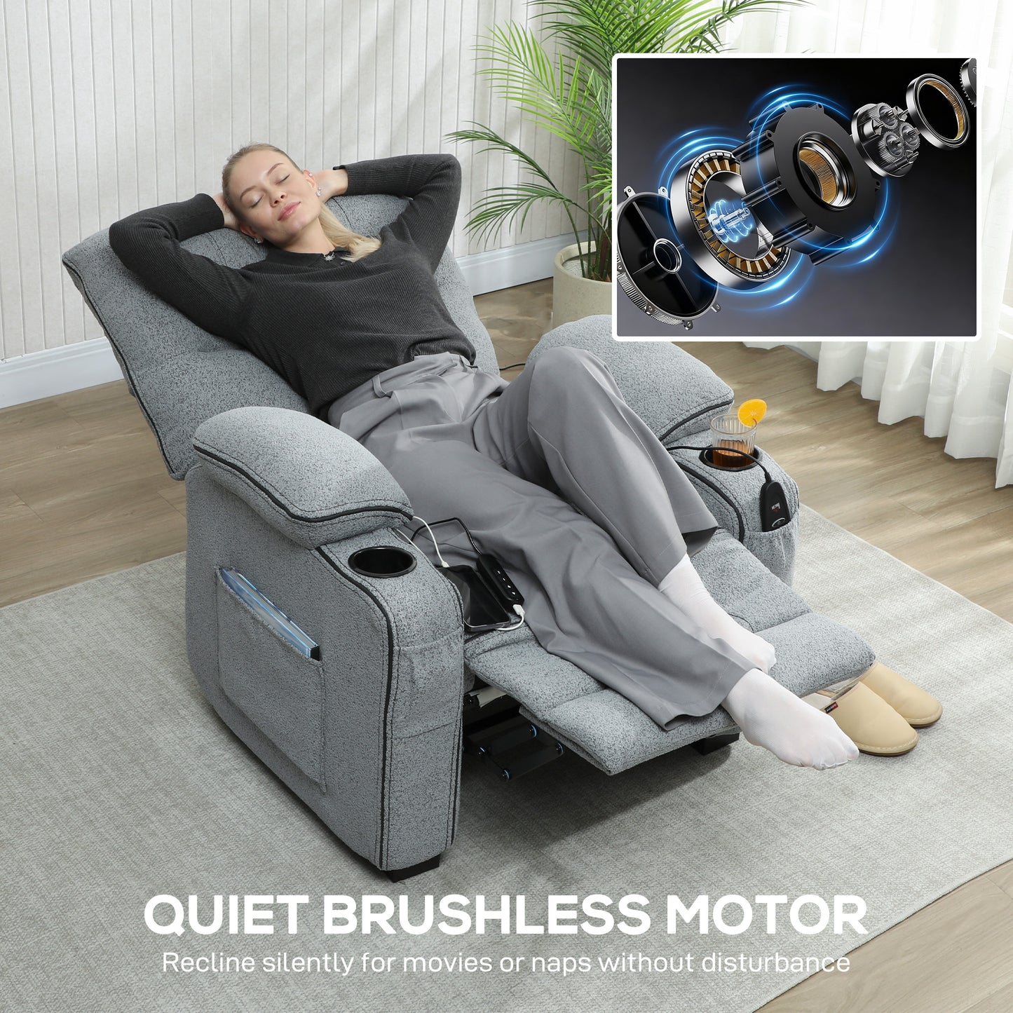 Electric Massage Recliner Armchair with Vibration, Heat, Whisper-Quiet Motor, Memory Function