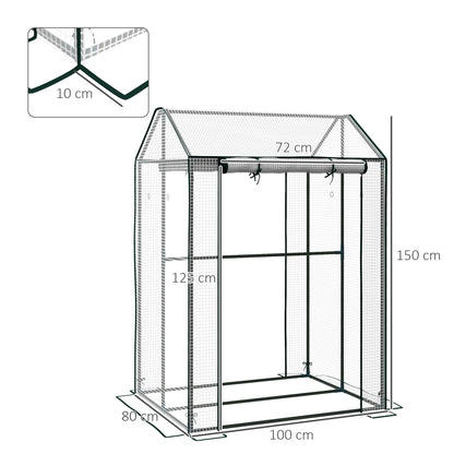 Green House, Mini Greenhouse with 2 Roll-up Doors, Vent Holes and Reinforced Cover, 100 x 80 x 150cm