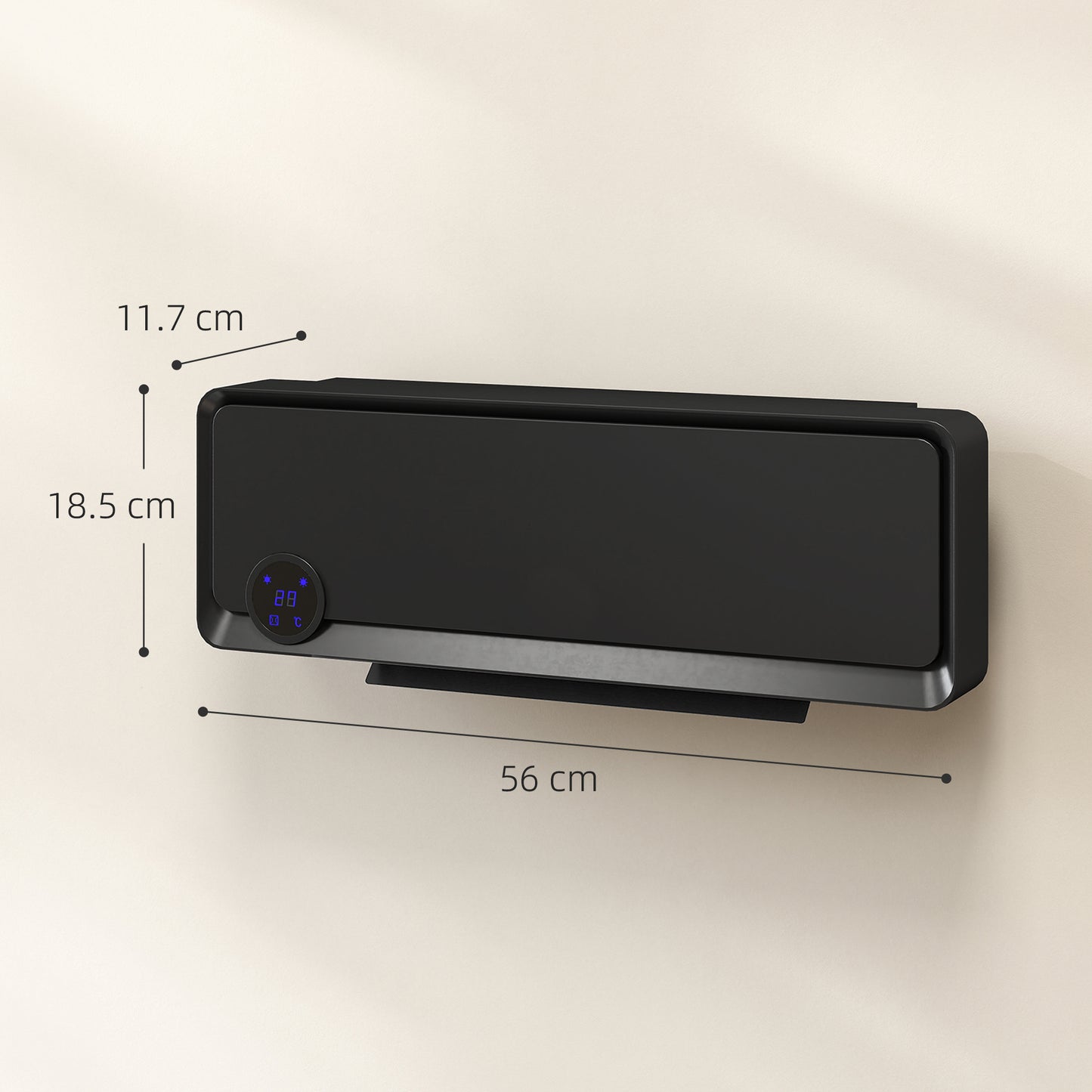 Wall Downflow Heater 2 Heat and Fan 1000W/2000W, Electric Space Heater with Timer Remote Oscillating