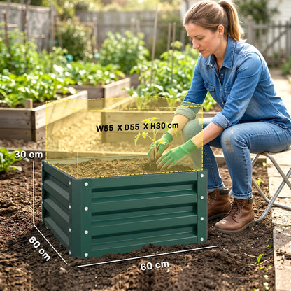 Set of Two 60 x 60cm Steel Planter Boxes - Green