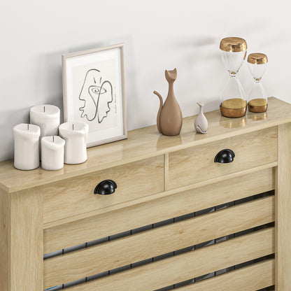 95.5H x 111Wcm Radiator Cover, with Drawer - Oak