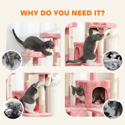 173cm Cat Tree Scratching House, Activity Play Centre, Pink