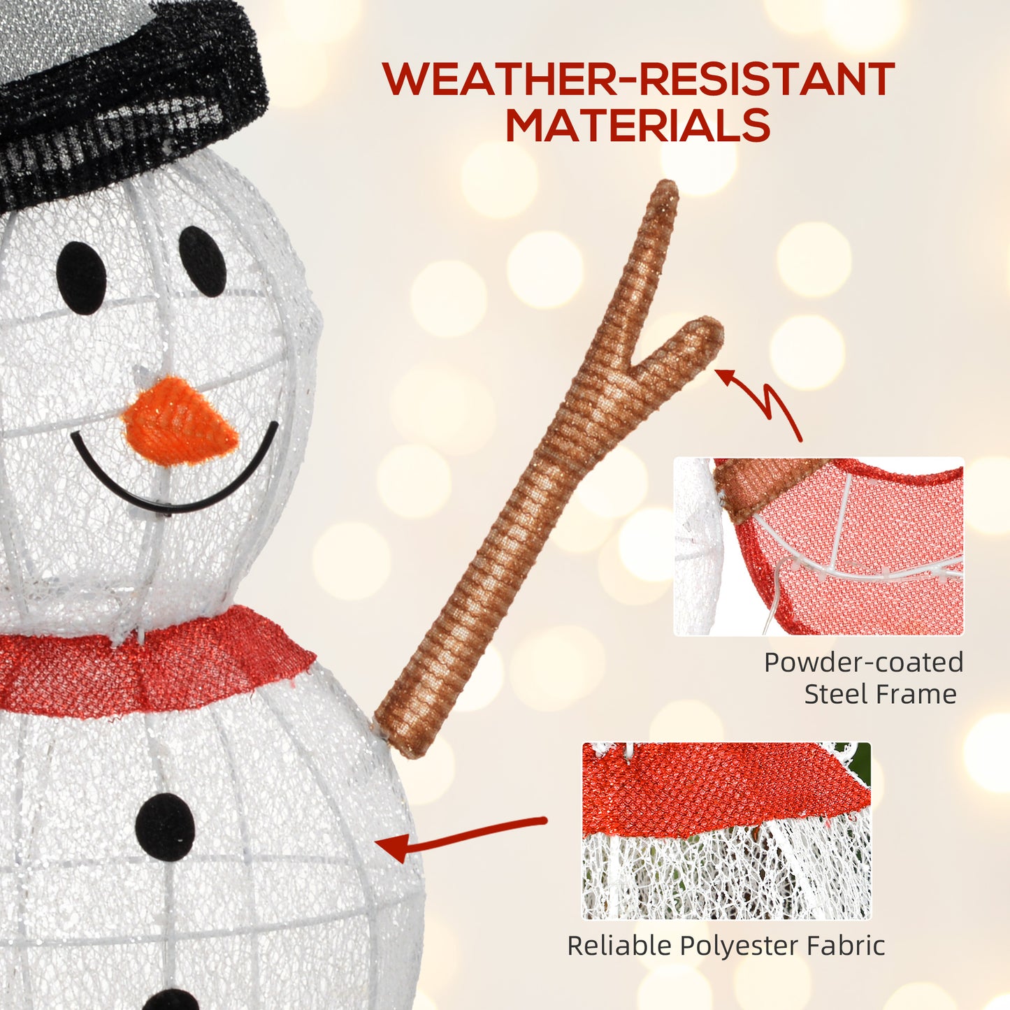 3ft 78 LED Light Outdoor Snowman Decoration, with Accessories